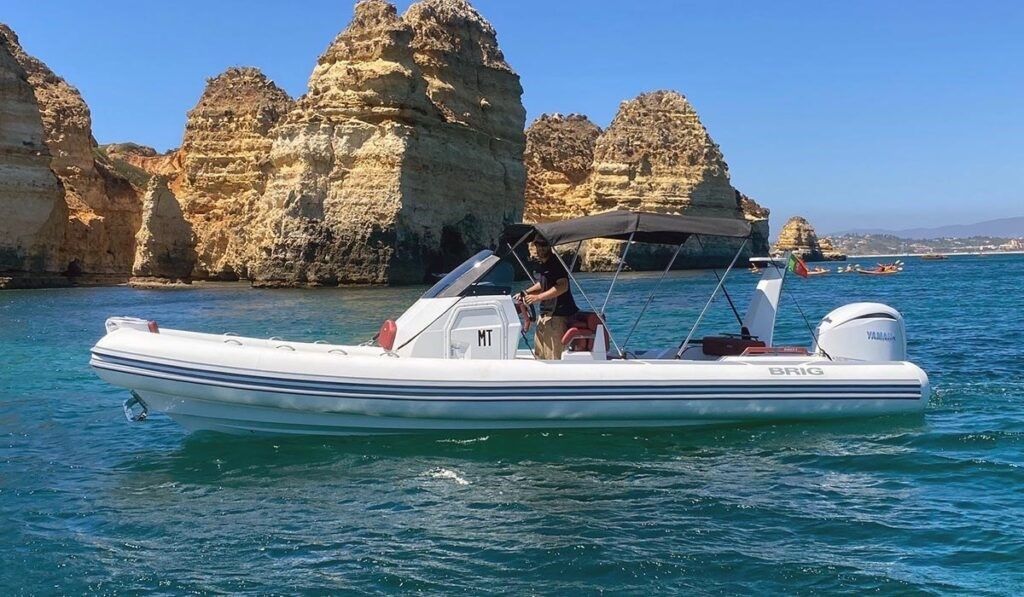 Brig Eagle RIB at the cliffs