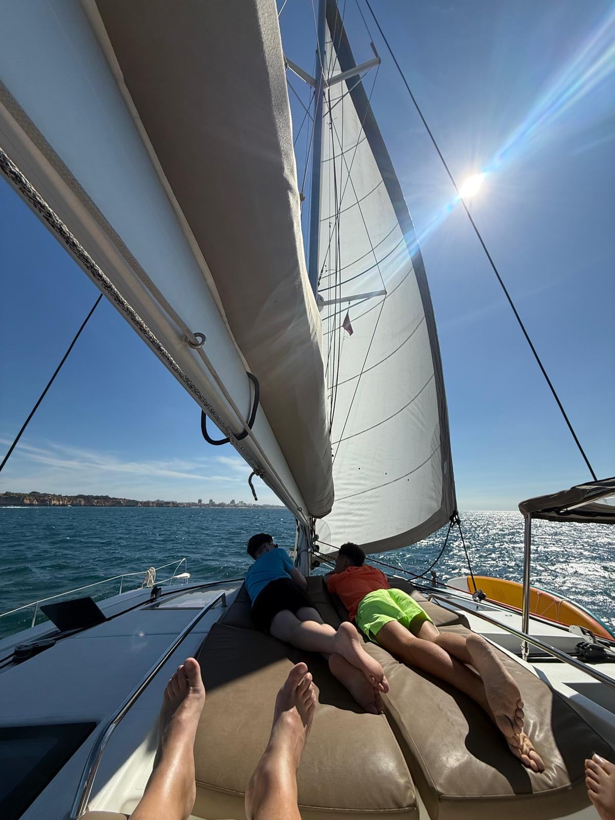 Sailing off Lagos under full sail